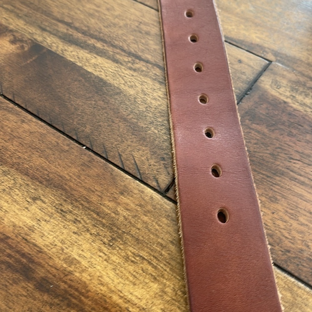 Men’s Brown Full Grain Leather Belt size approx  48” long - Picture 14 of 14